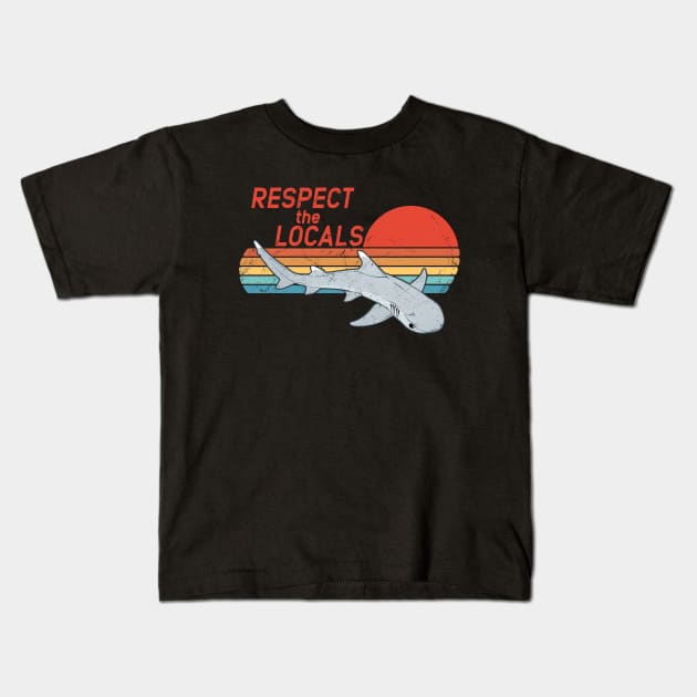 Respect the Locals Whitetip Reef Shark Kids T-Shirt by NicGrayTees